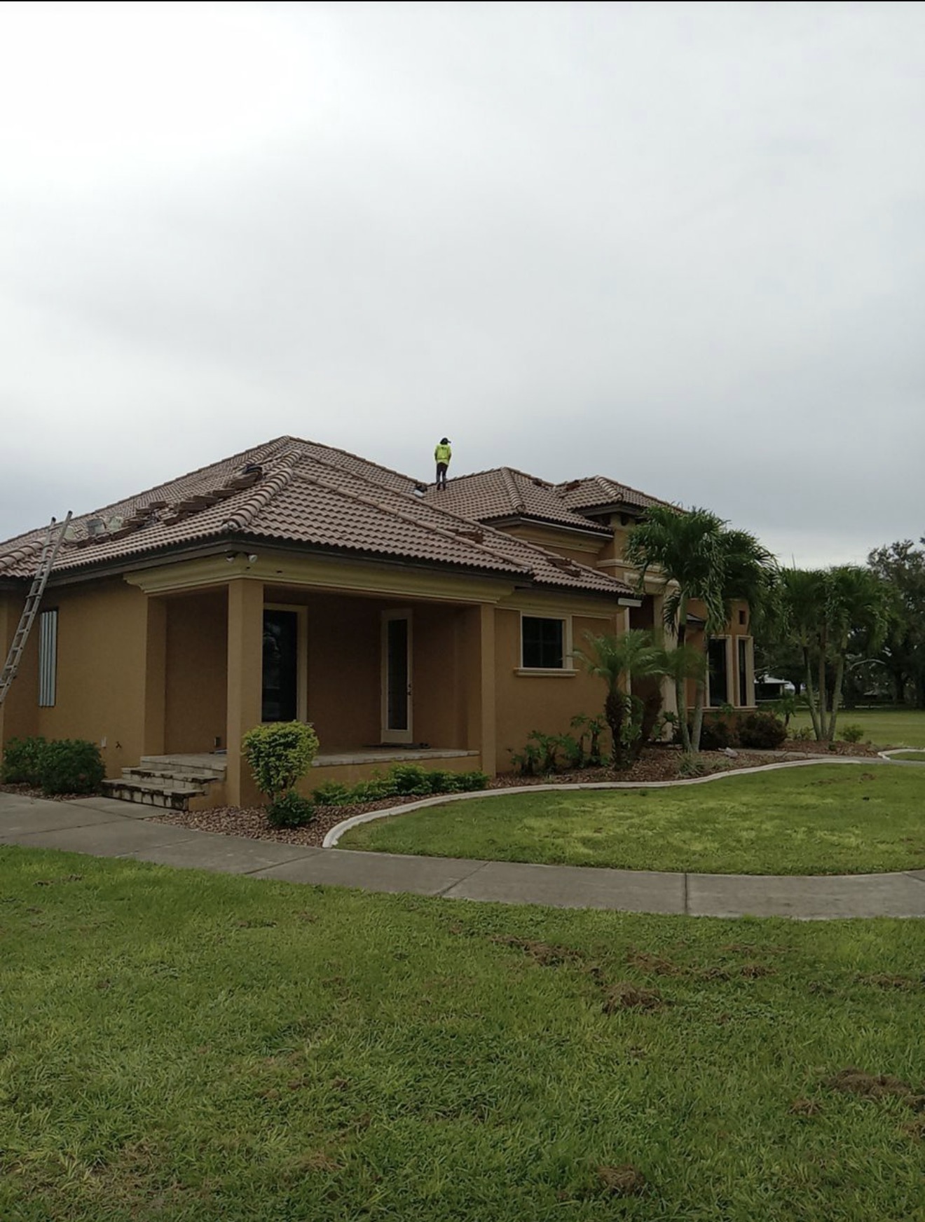 Completed residential roofing job